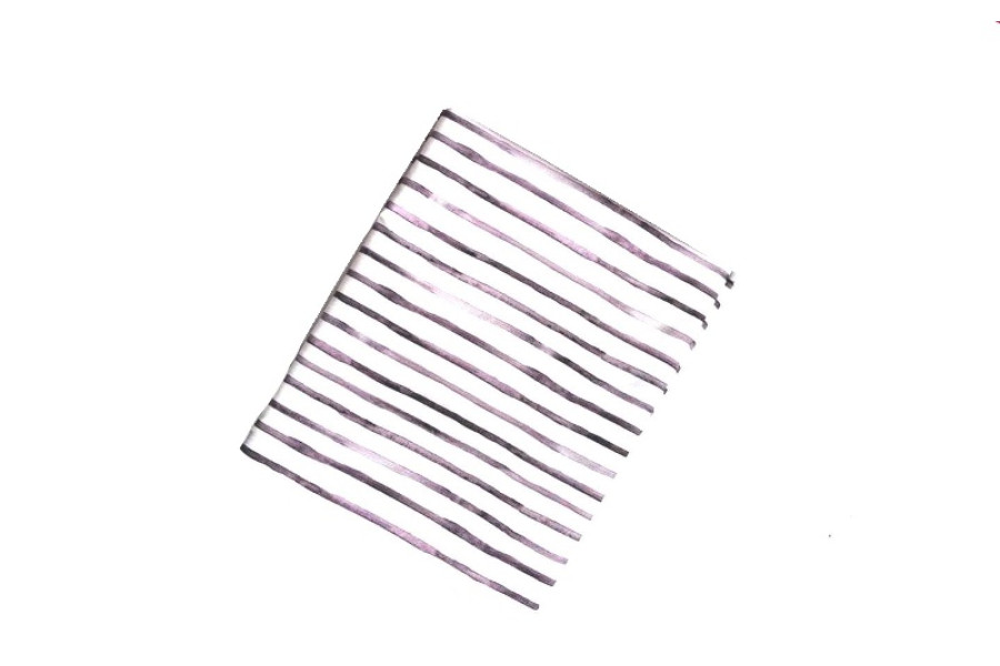 Baumwollstoff B60 violette Streifen auf Wollweiß zum sonnigen Preis  (Grundpreis € 6,00/m)